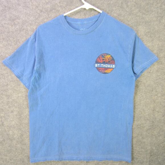 Blue 84 St Thomas Shirt Mens Medium Blue Virgin Islands Palm Tree Graphic Tee - Picture 1 of 9